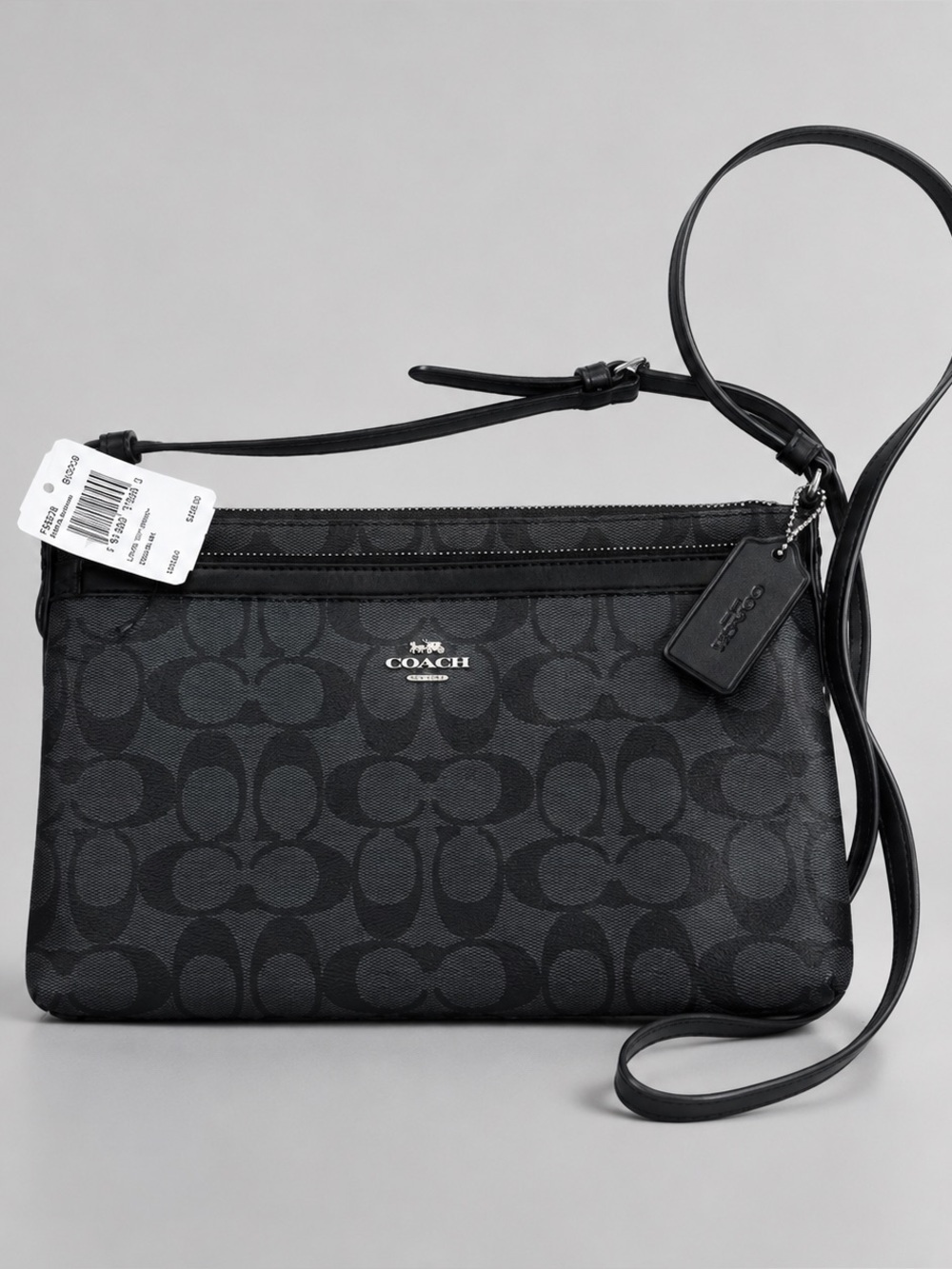 Coach Signature East West Pop Up Crossbody Signature Coated Canvas Bag Purse NWT